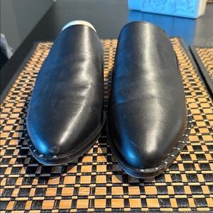 Black Leather Women’s  Slip-On Shoes